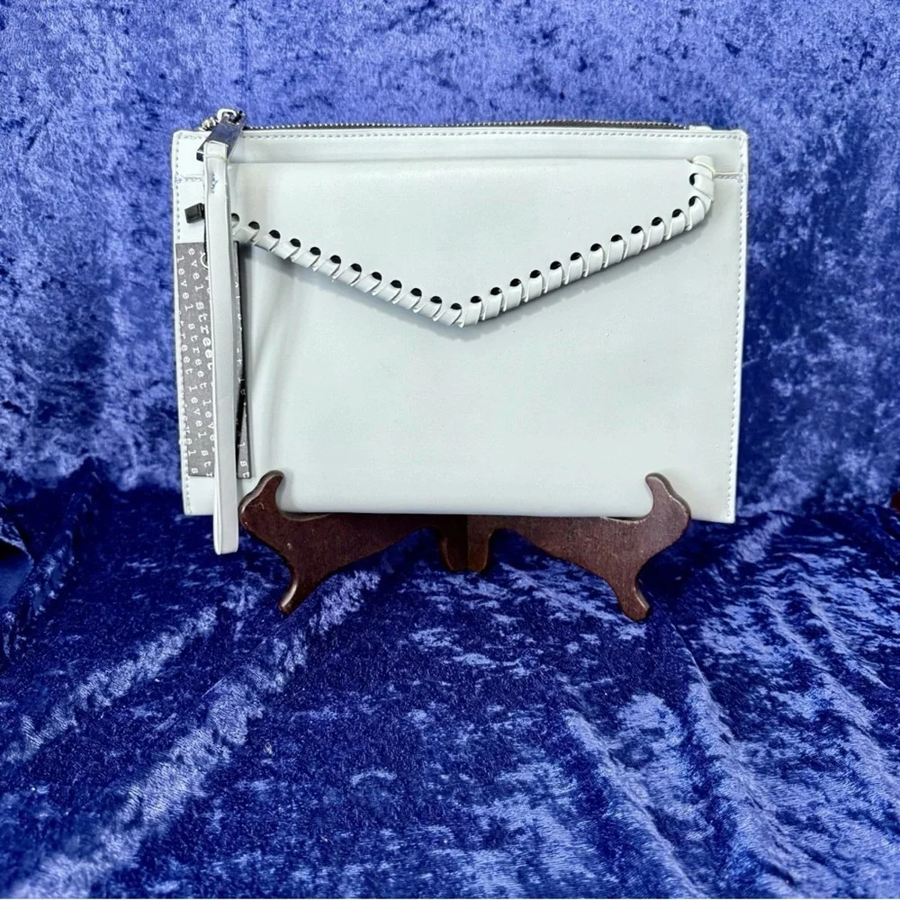 Street Level Pale Blue Clutch‎ Handbag Wristlet Envelope Fold Vegan New w/ Tags